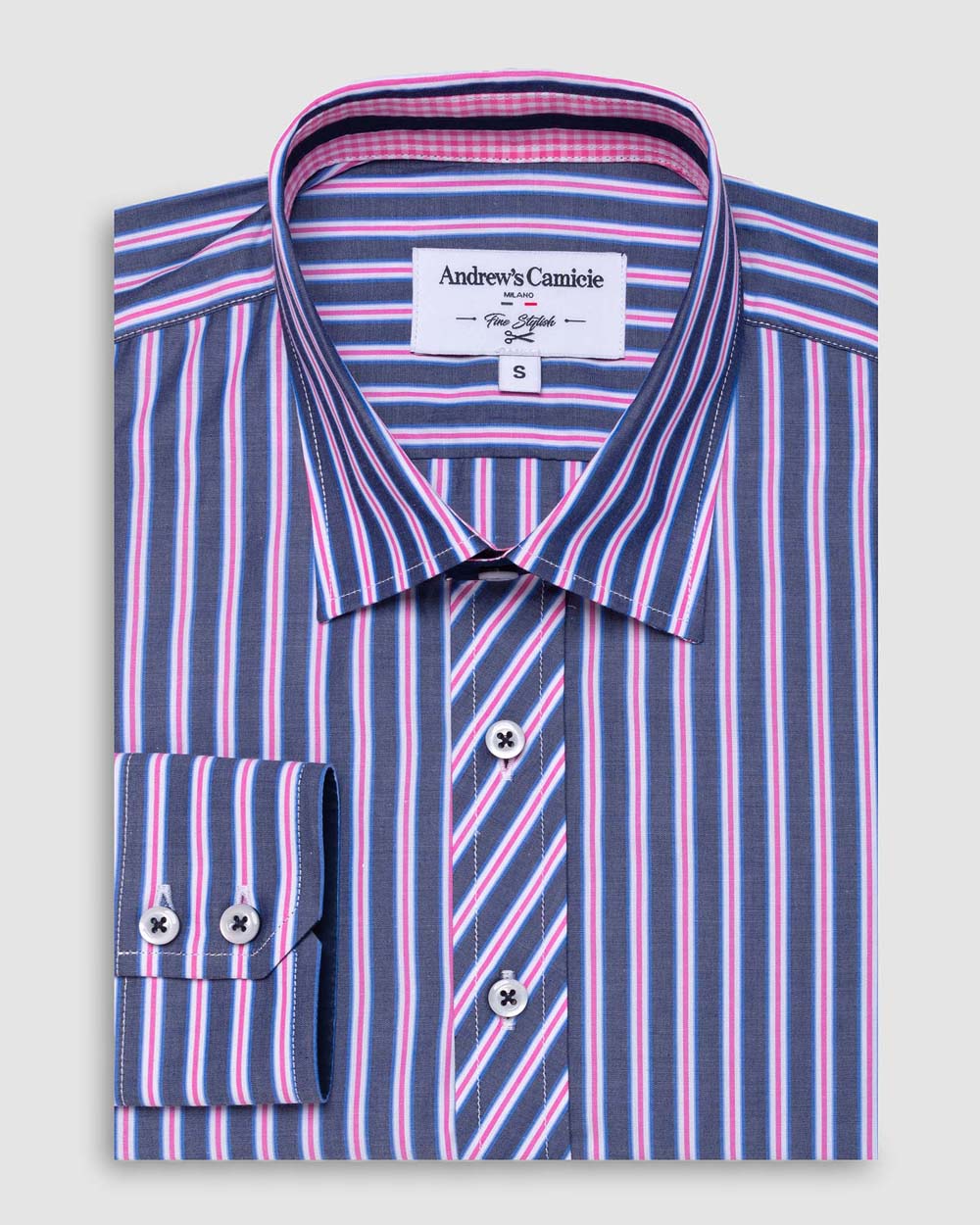 Camisa Casual popelin satin - cuello button-down  puño simple 2 botones regular azul