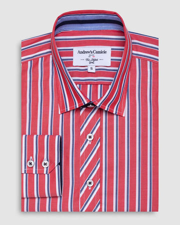 Camisa Casual popelin satin - cuello button-down  puño simple 2 botones regular rojo
