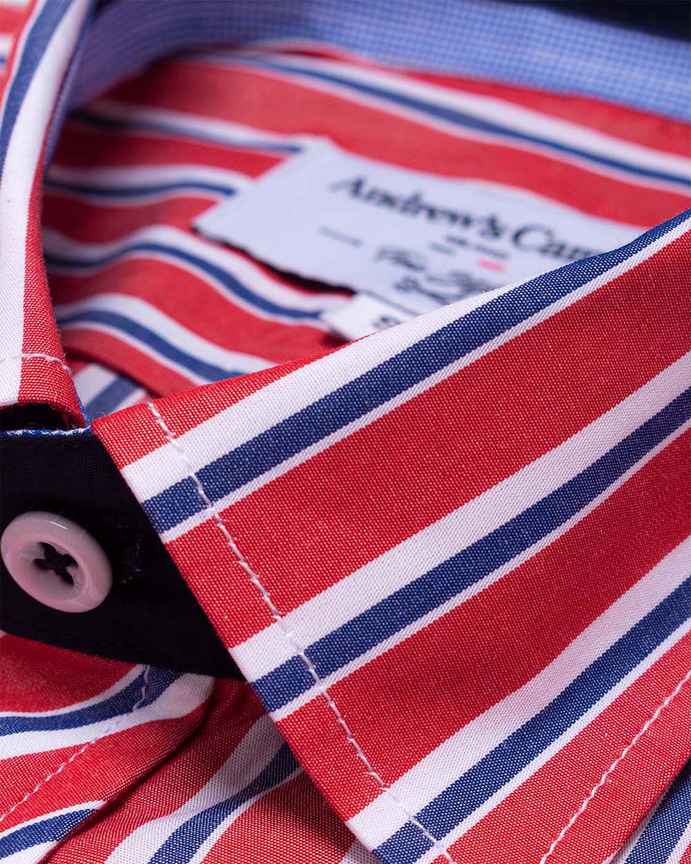 Camisa Casual popelin satin - cuello button-down  puño simple 2 botones regular rojo