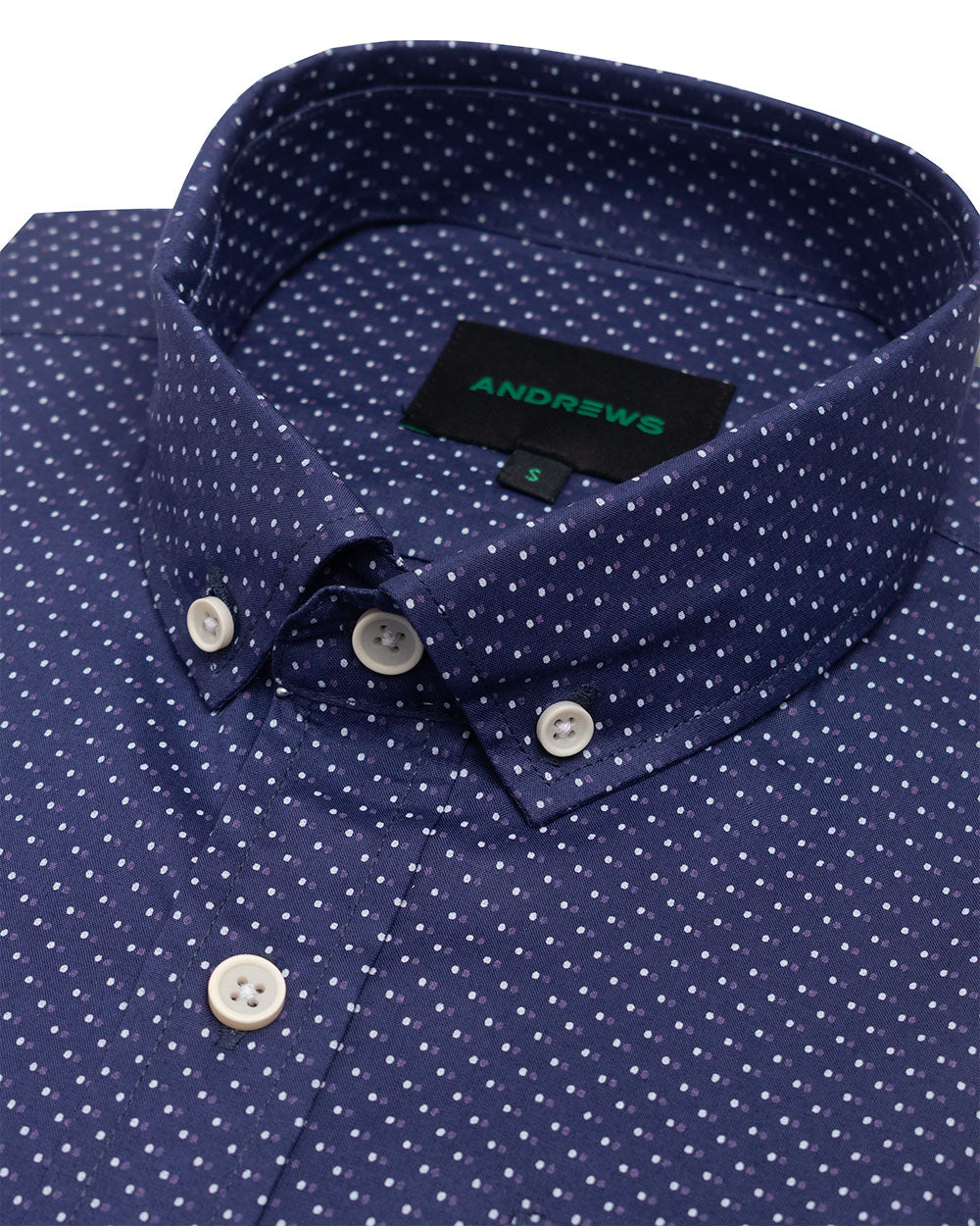 Camisa Azul Marino Manga Corta con Detalle de Puntos