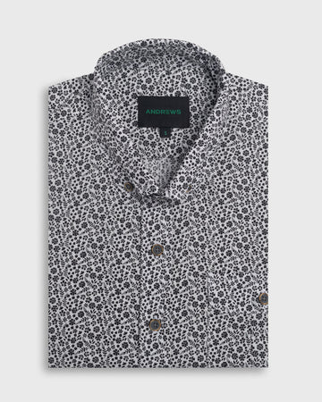 Camisa Manga Corta Floral Blanco Estilo Vintage