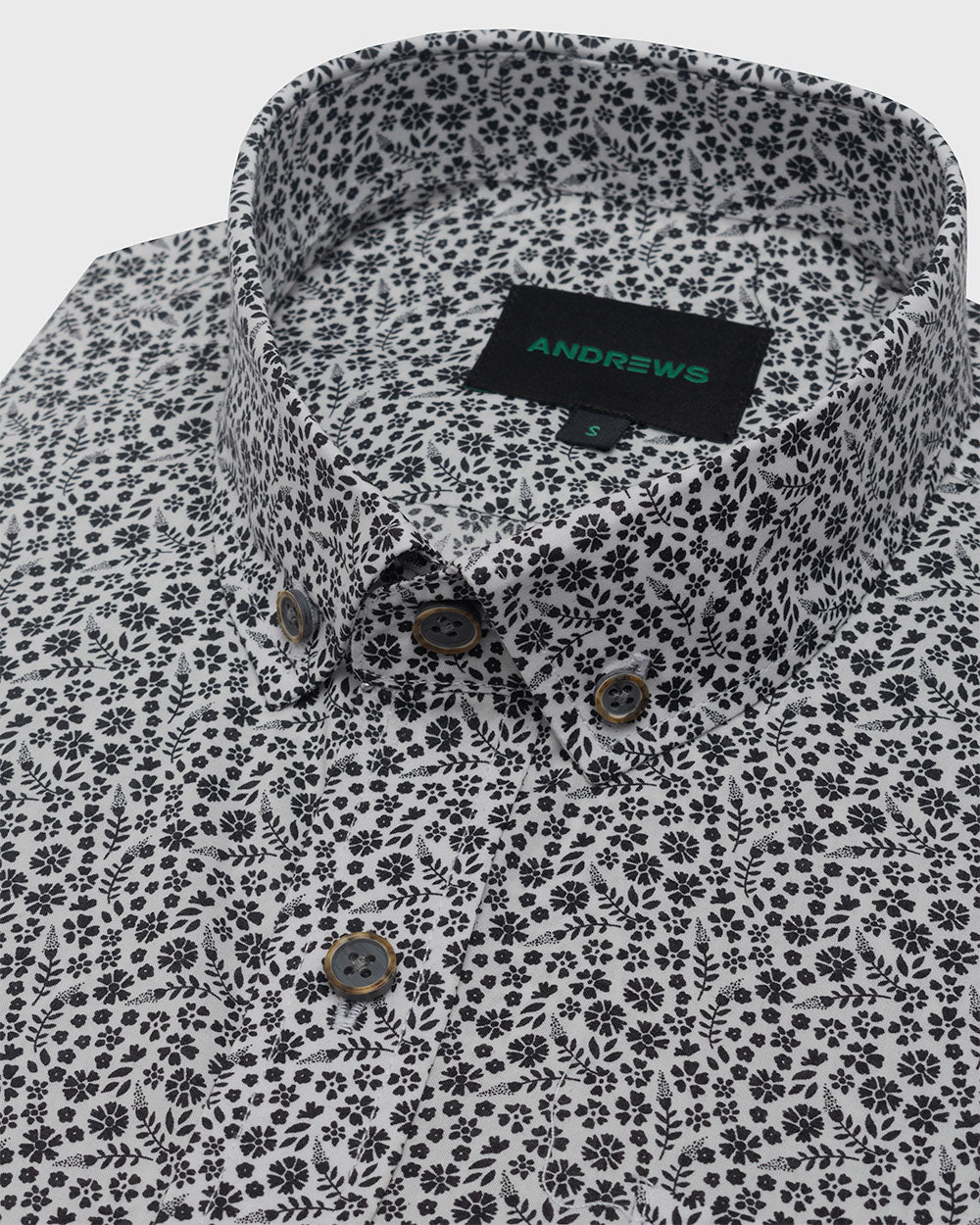 Camisa Manga Corta Floral Blanco Estilo Vintage