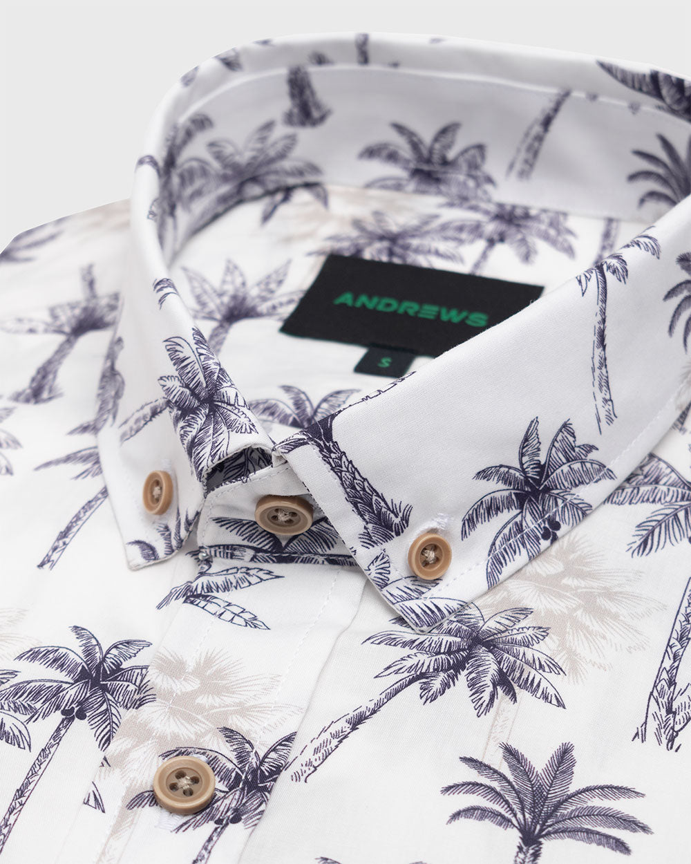 Camisa Casual twill - cuello button-down  marga corta regular Estampado Palmeras