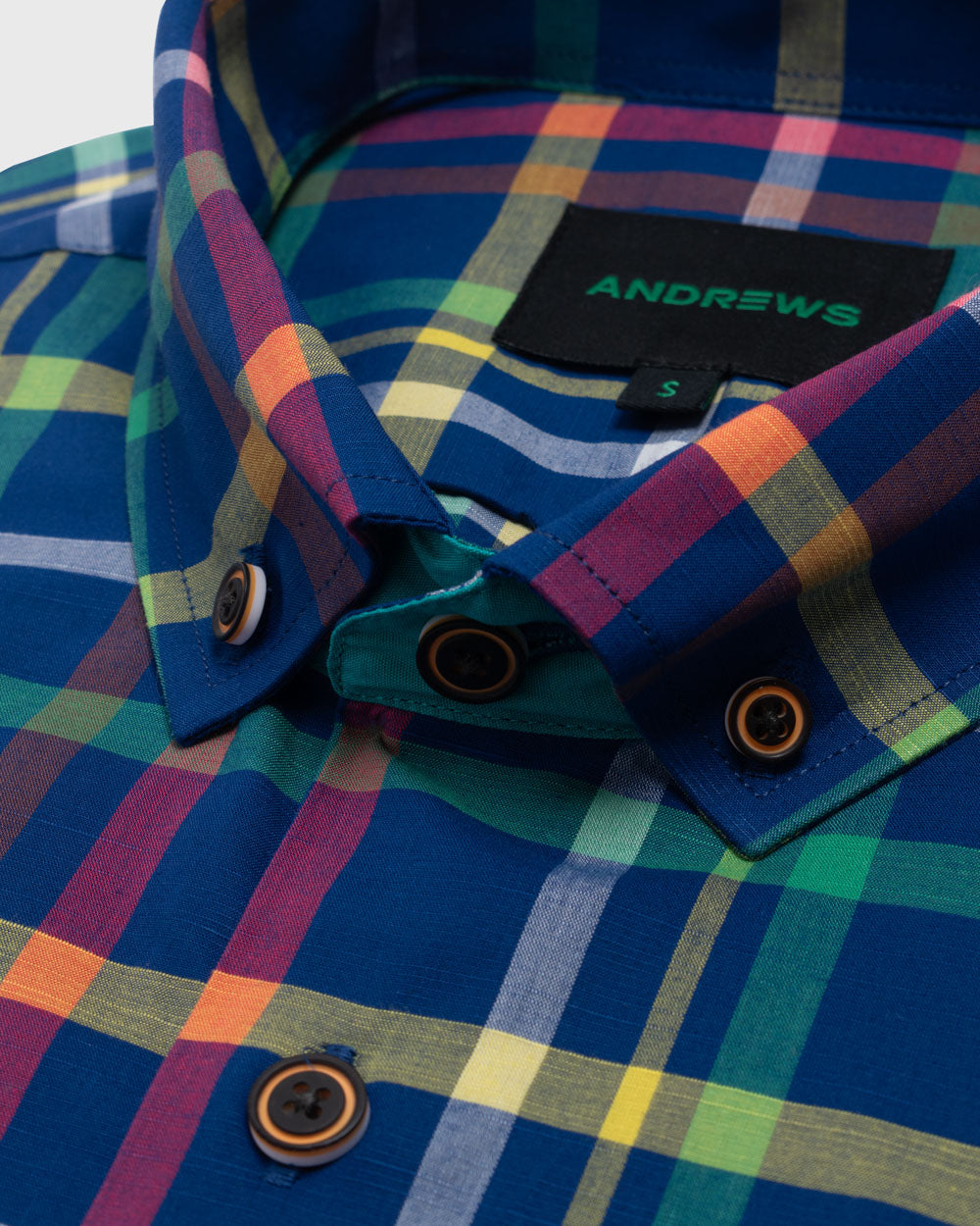 Camisa Casual twill - cuello button-down  marga corta regular azul