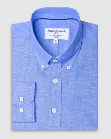 Camisa Casual de Lino - Azul
