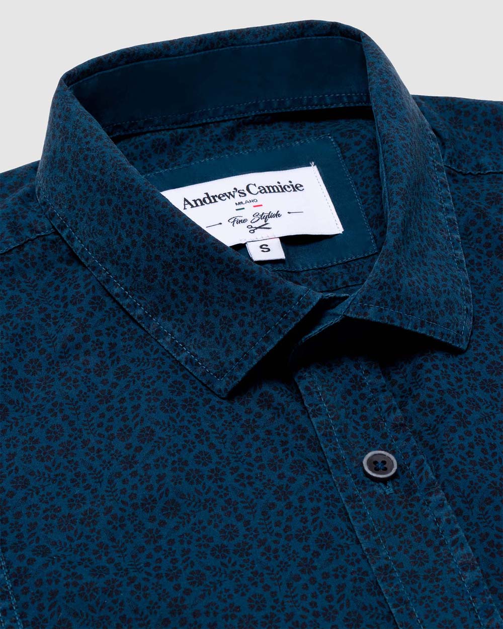 Camisa Casual popelin  - Cuello Italiano  puno simple 2 botones regulables regular azul