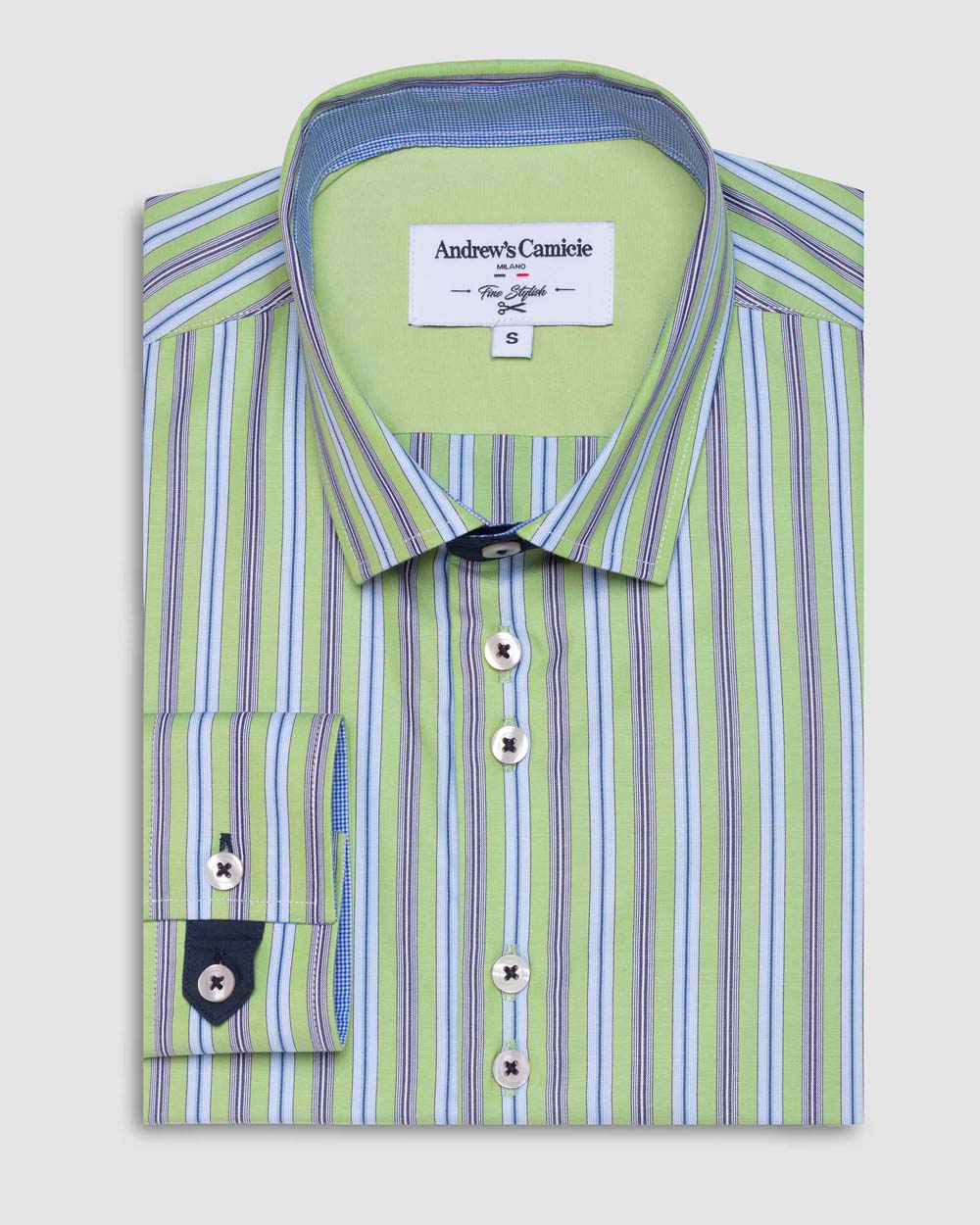 Camisa Casual popelin - Cuello Italiano  puno simple 2 botones regulables regular verde