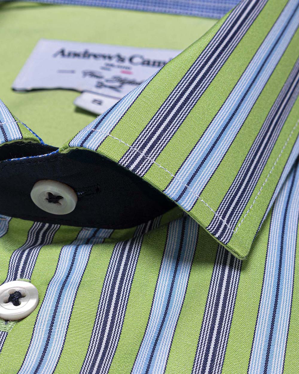 Camisa Casual popelin - Cuello Italiano  puno simple 2 botones regulables regular verde