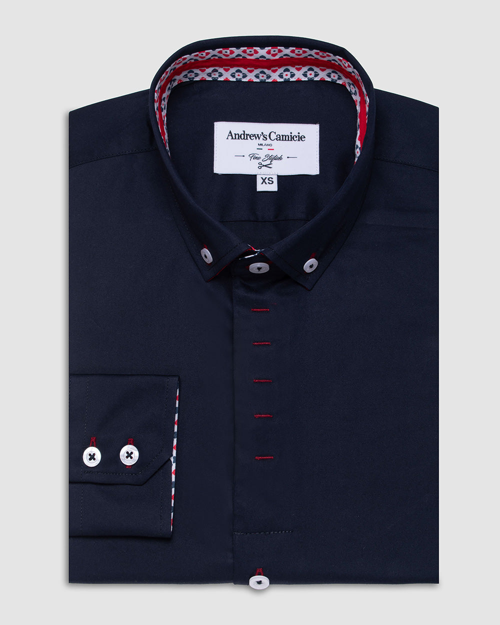 Camisa Casual dobby satín - cuello button-down  puño simple 2 botones regular azul