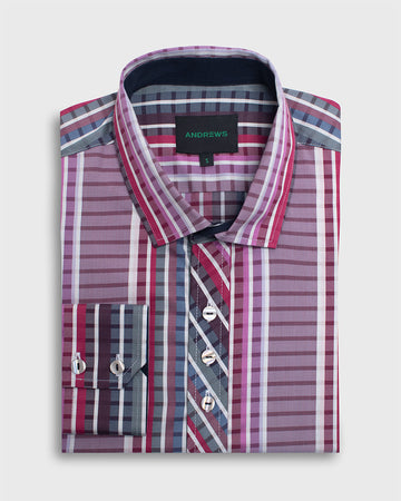 Camisa Casual twill satin - Cuello Italiano  puño simple 2 botones regular