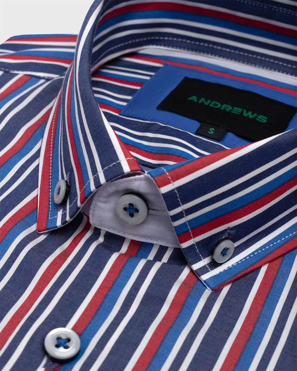 Camisa Casual twill rayas - cuello button-down  puño simple 2 botones regular azul