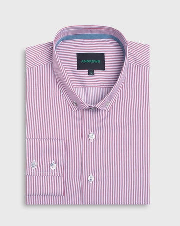 Camisa Casual twill satin - cuello button-down  puño simple 2 botones regular rojo