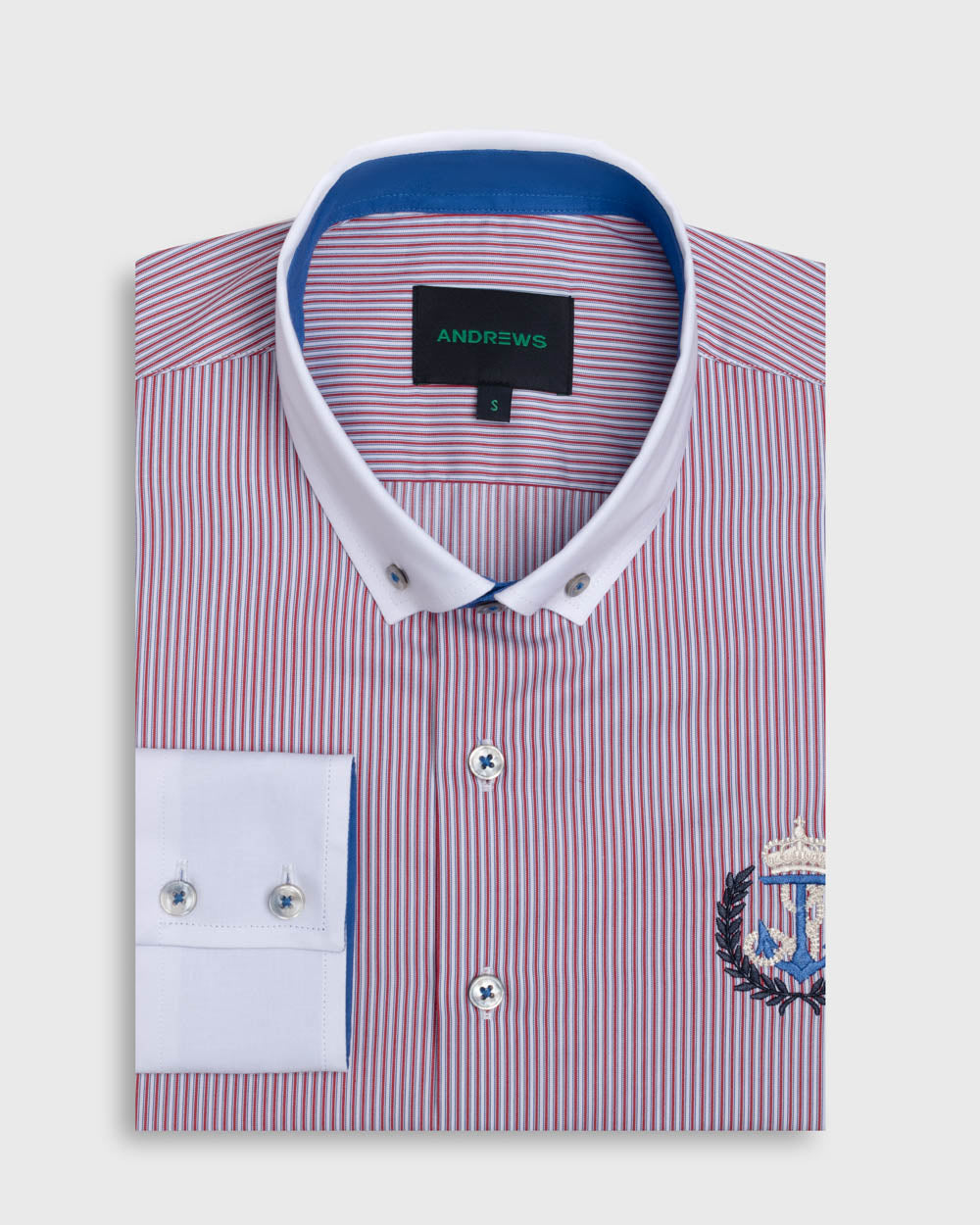 Camisa Casual twill satin - cuello button-down  puño simple 2 botones regular rojo