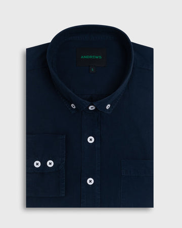 Camisa Casual Garment Dye - cuello button-down Puño simple 2 botones azul