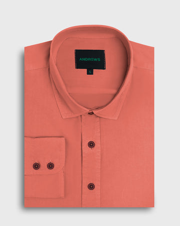 Camisa Casual Garment Dye - Puño simple 2 botones naranja