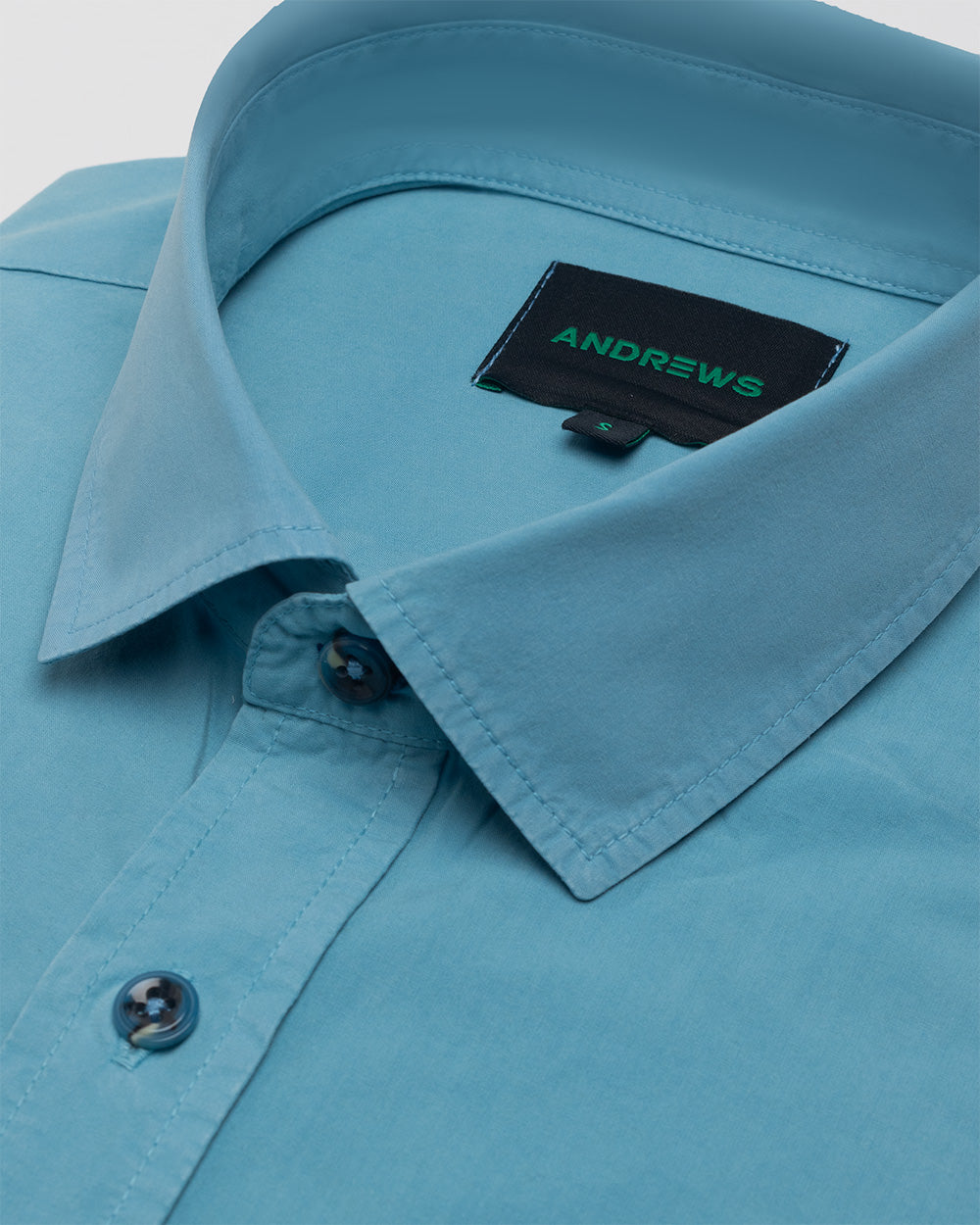 Camisa Casual Garment Dye - Puño simple 2 botones turquesa