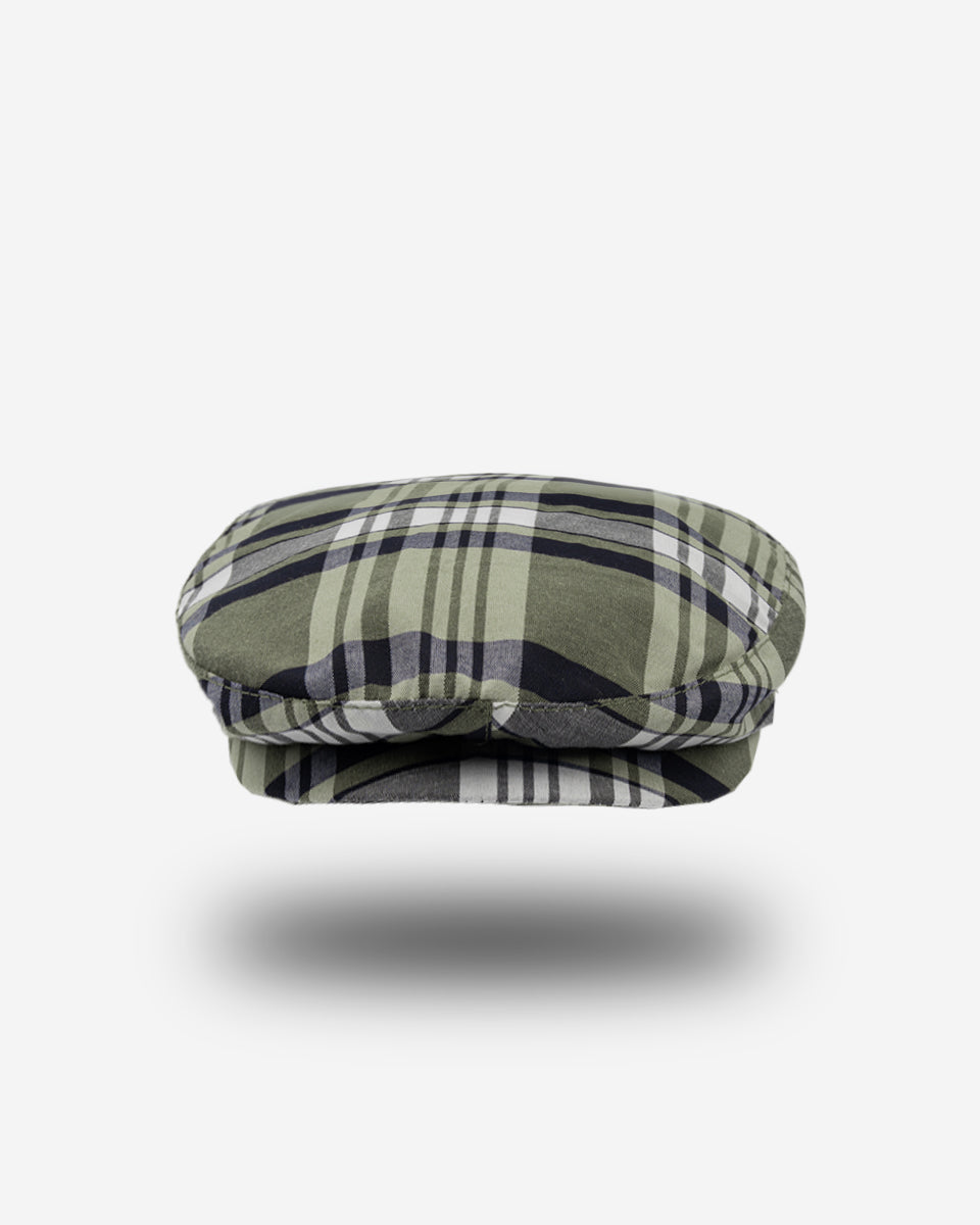 Boina de Algodón para Hombre - Verde Olivo con Cuadros