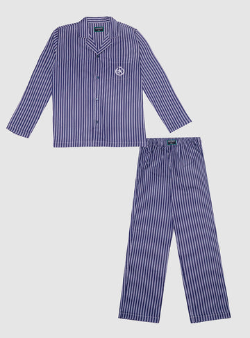 Pijama De Algodon Pima Para Hombre Color Azul Rayas