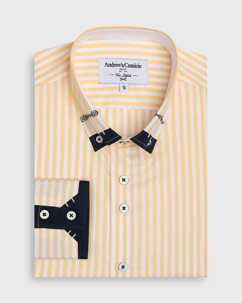 Camisa Casual - cuello button-down puño simple 2 botones amarillo