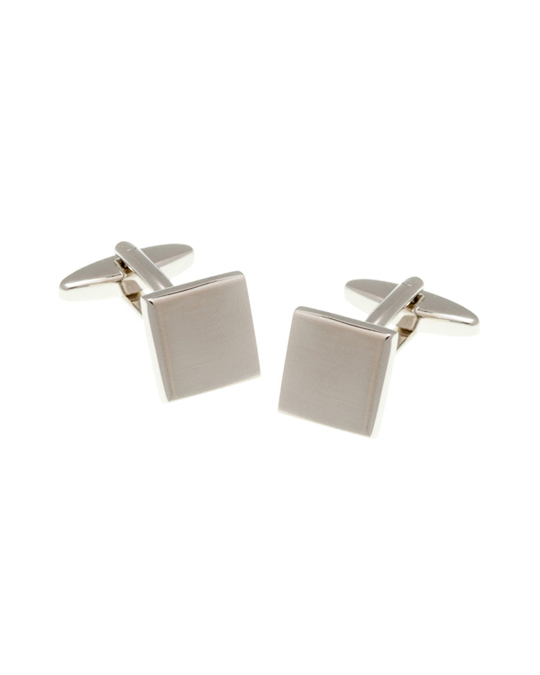 Matte Silver Square Cufflinks