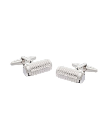 Gemelos con Forma de Tubo Texturizado Plateado