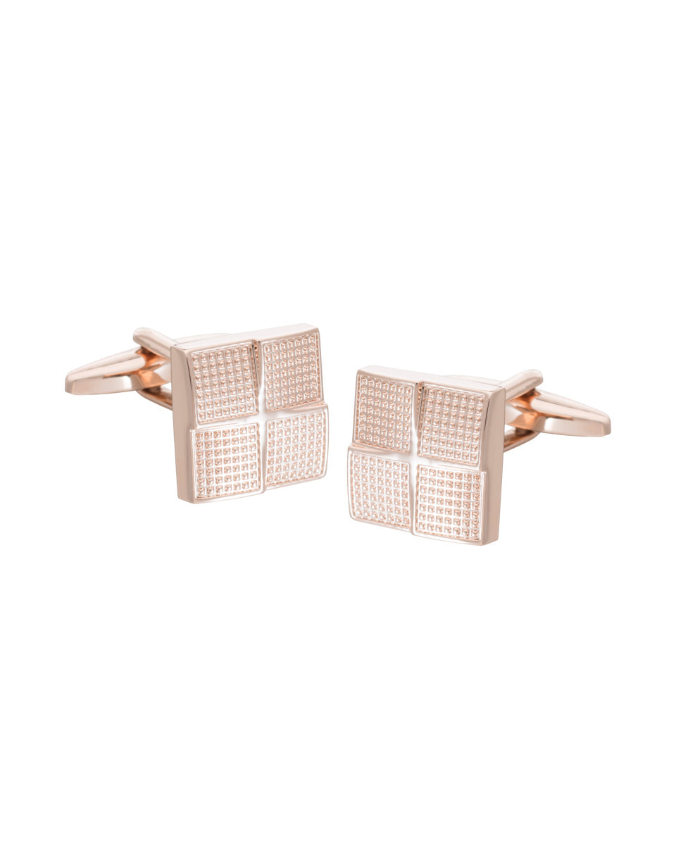 Square Cufflinks with Rose Gold Texture