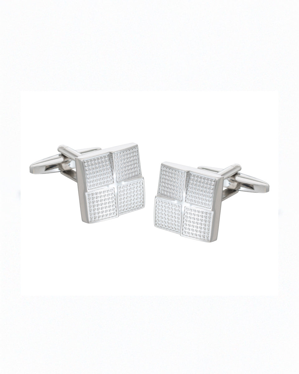 Silver Textured Square Cufflinks