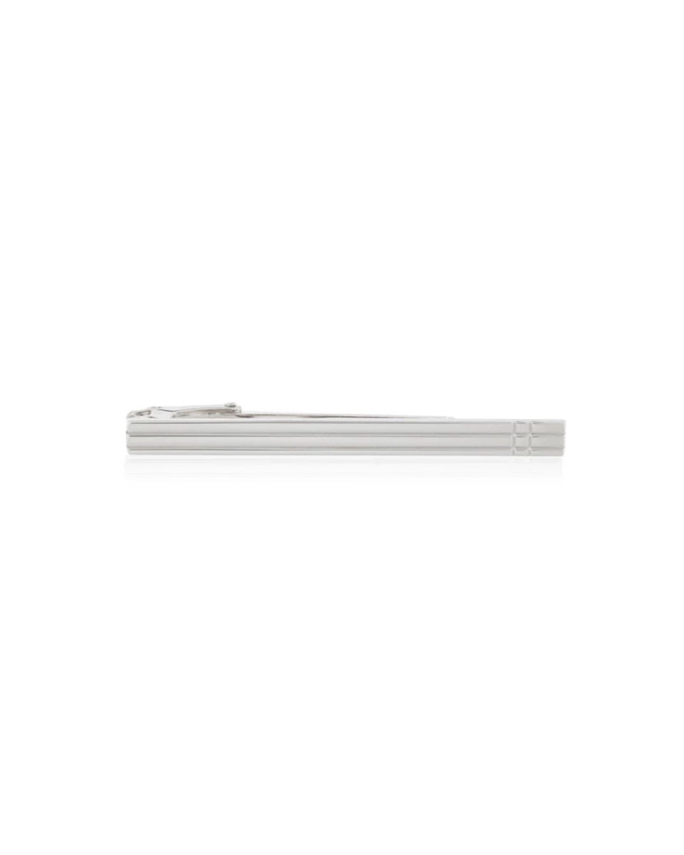 Silver Tie Clip with Cross Line Design