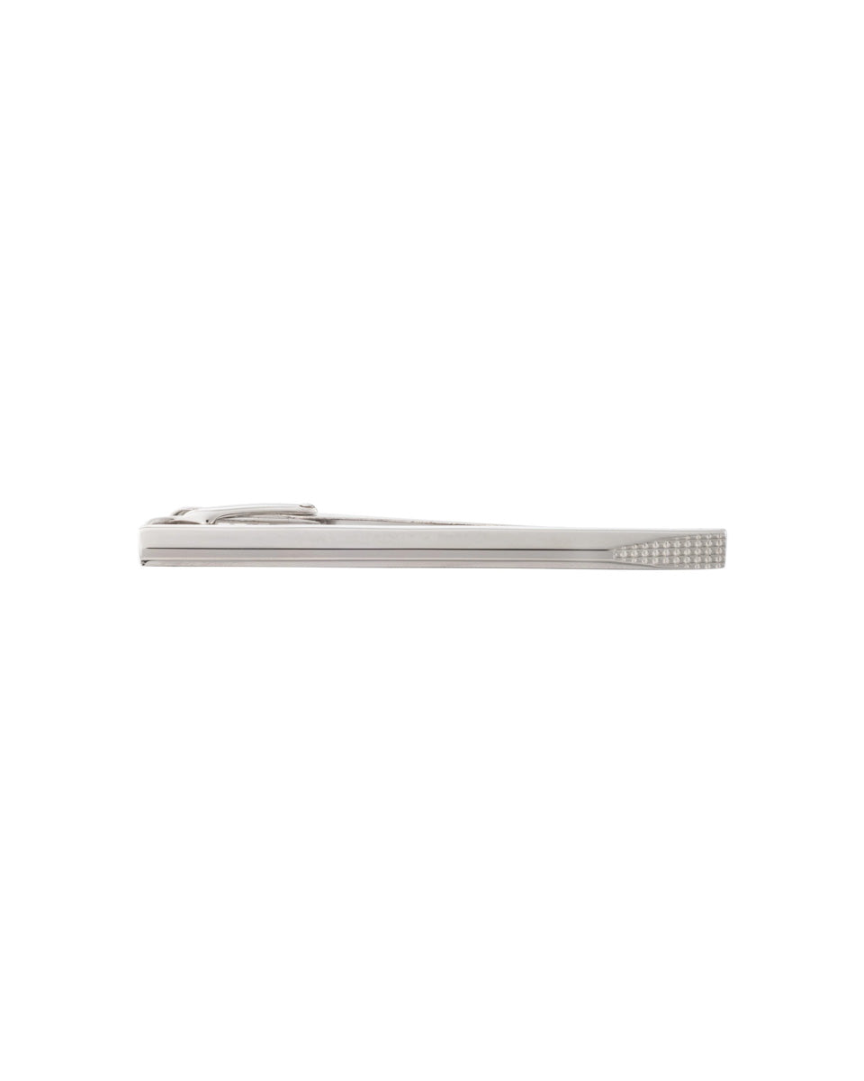 Silver Tie Clip with Textured Tip