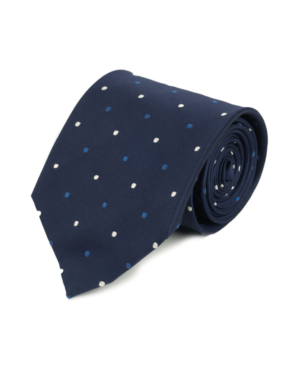 Corbata Azul con Puntos Blancos y Celestes