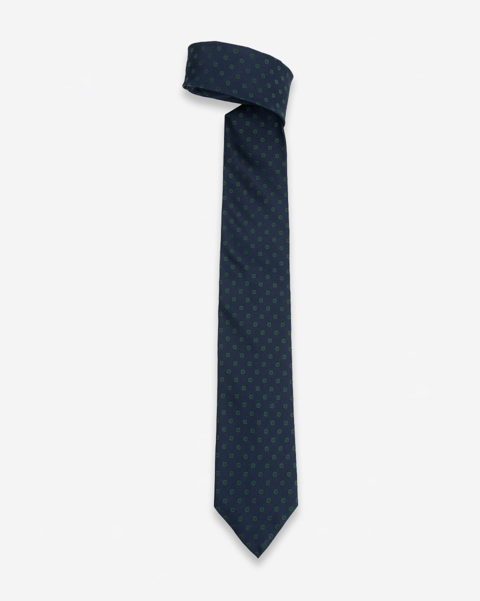 Corbata Azul con Cuadros Verdes