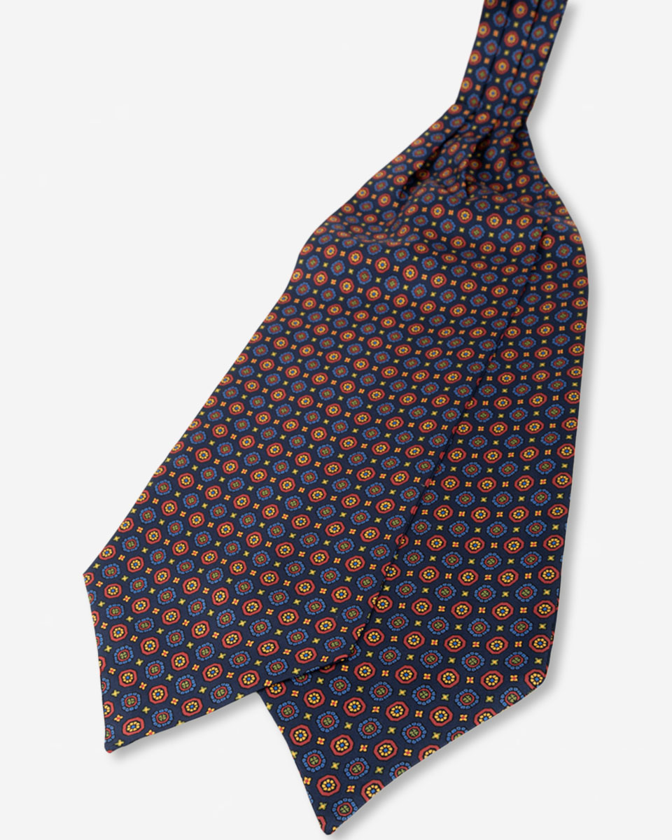 Corbatón - Ascot Azul con Diseño Rojo