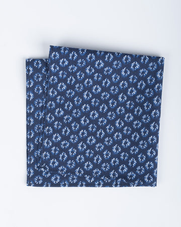 Pañuelo de Algodón - Azul con diseño blancos