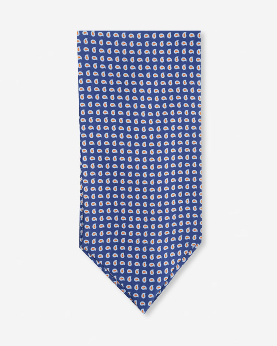 Corbatón - Ascot Azulino con Diseño Naranja