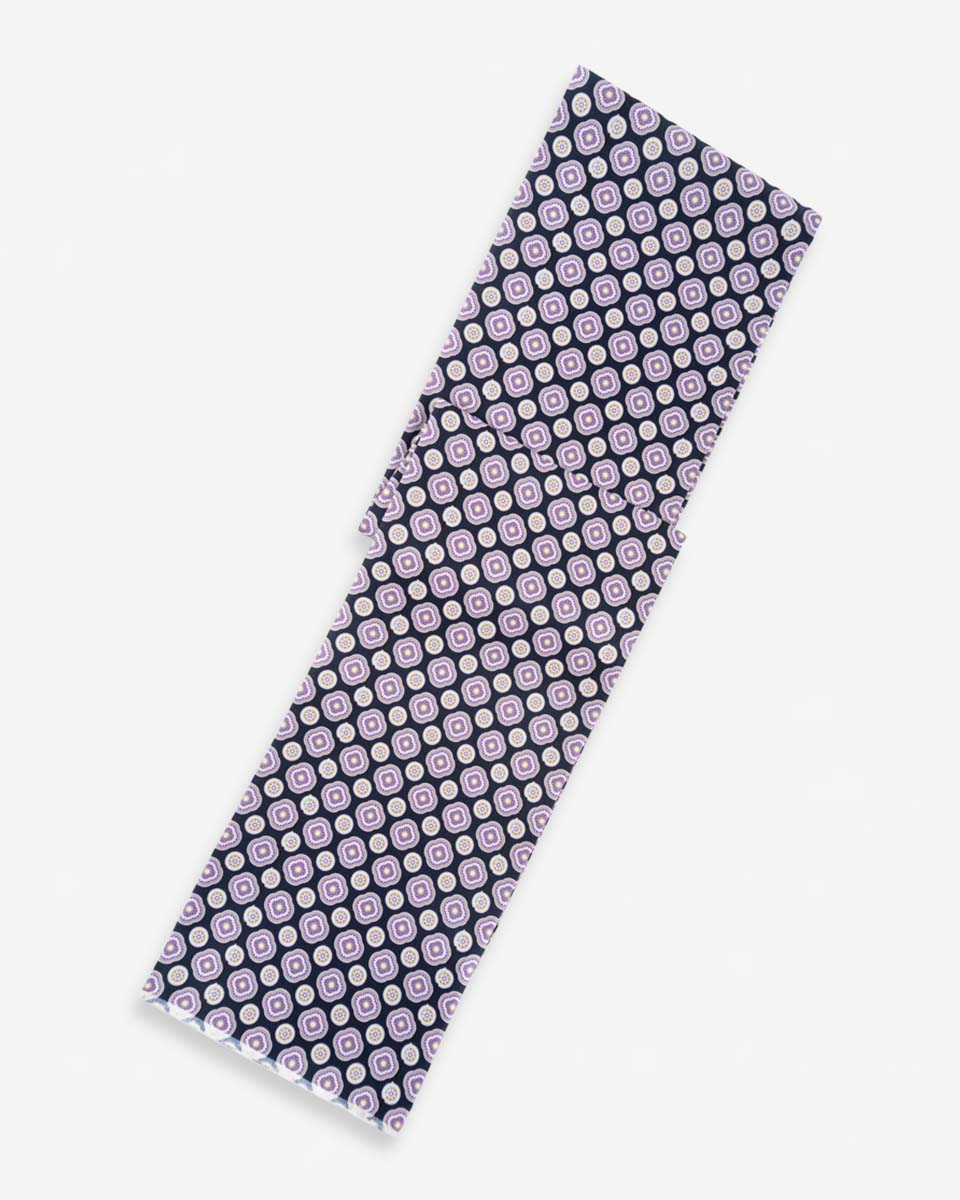 Bufanda - Foulard Azul Oscuro con Diseño Lila
