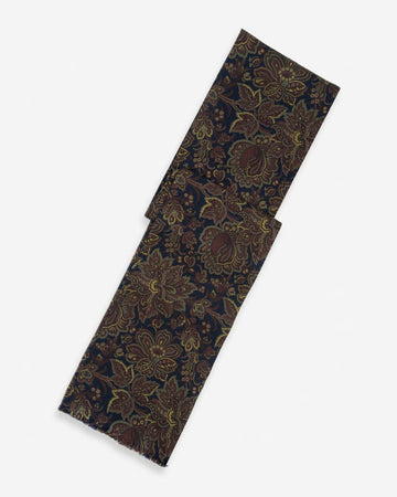 Bufanda - Foulard Azul Oscuro con Diseño Marrón