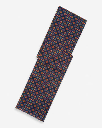 Bufanda - Foulard Azul con Diseño Rojo