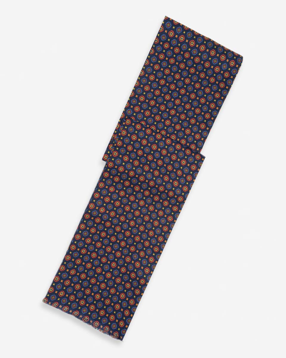 Bufanda - Foulard Azul con Diseño Rojo