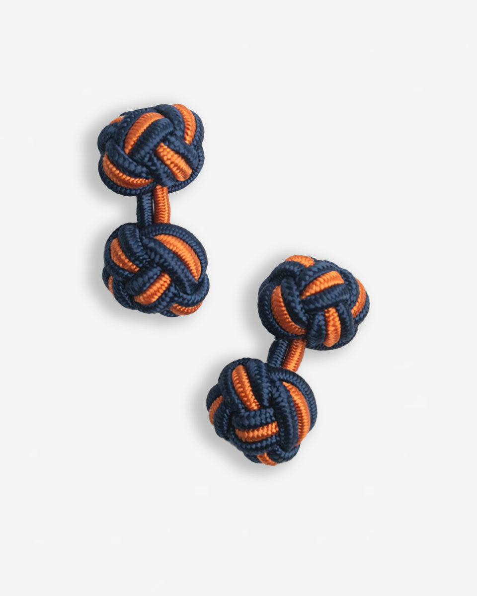 Gemelos de Seda - Azul con Naranja