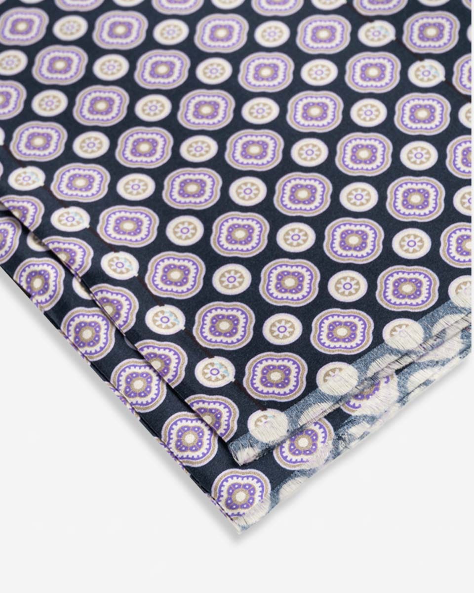 Bufanda - Foulard Azul Oscuro con Diseño Lila