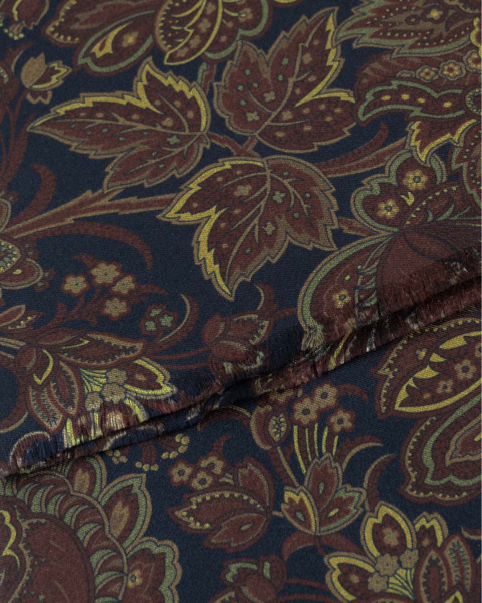 Bufanda - Foulard Azul Oscuro con Diseño Marrón