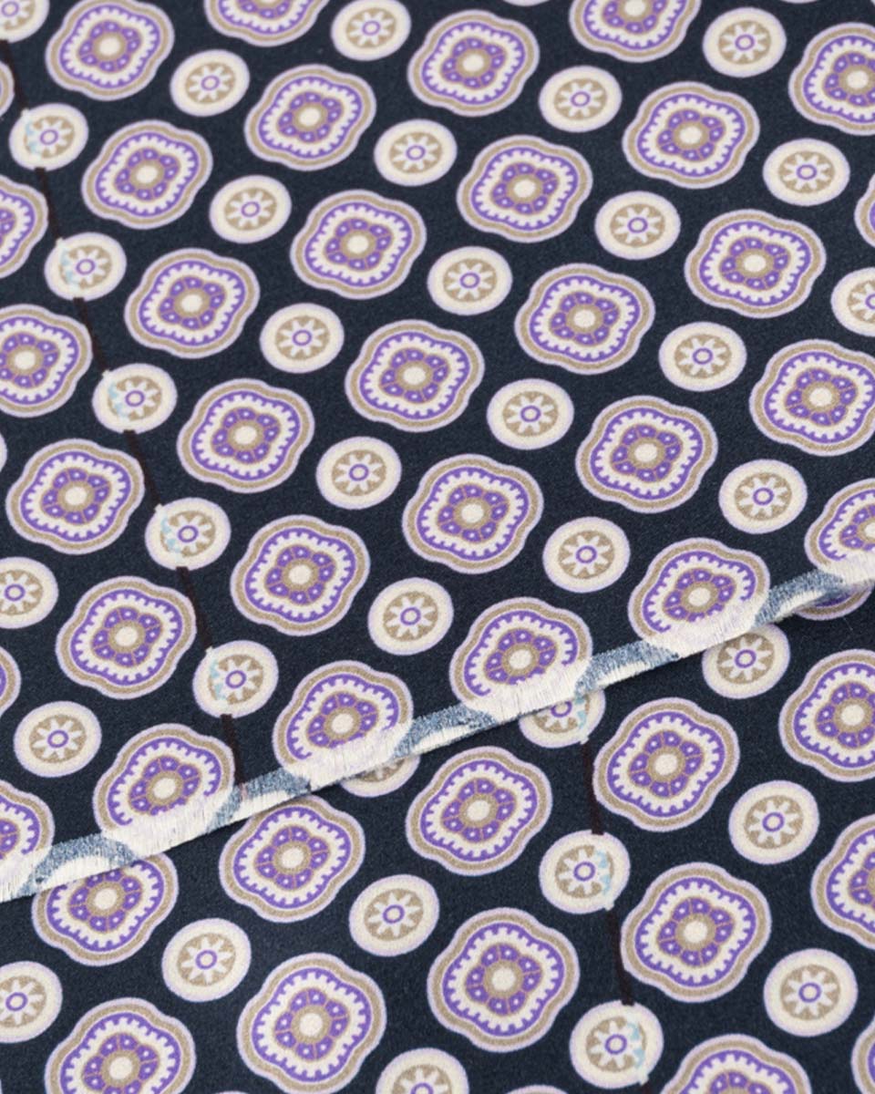 Bufanda - Foulard Azul Oscuro con Diseño Lila