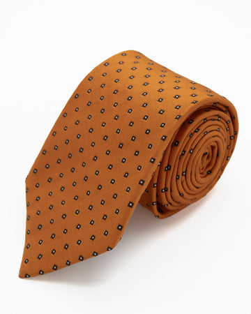 CORBATA CORBATA NARANJA CUADROS NEGROS