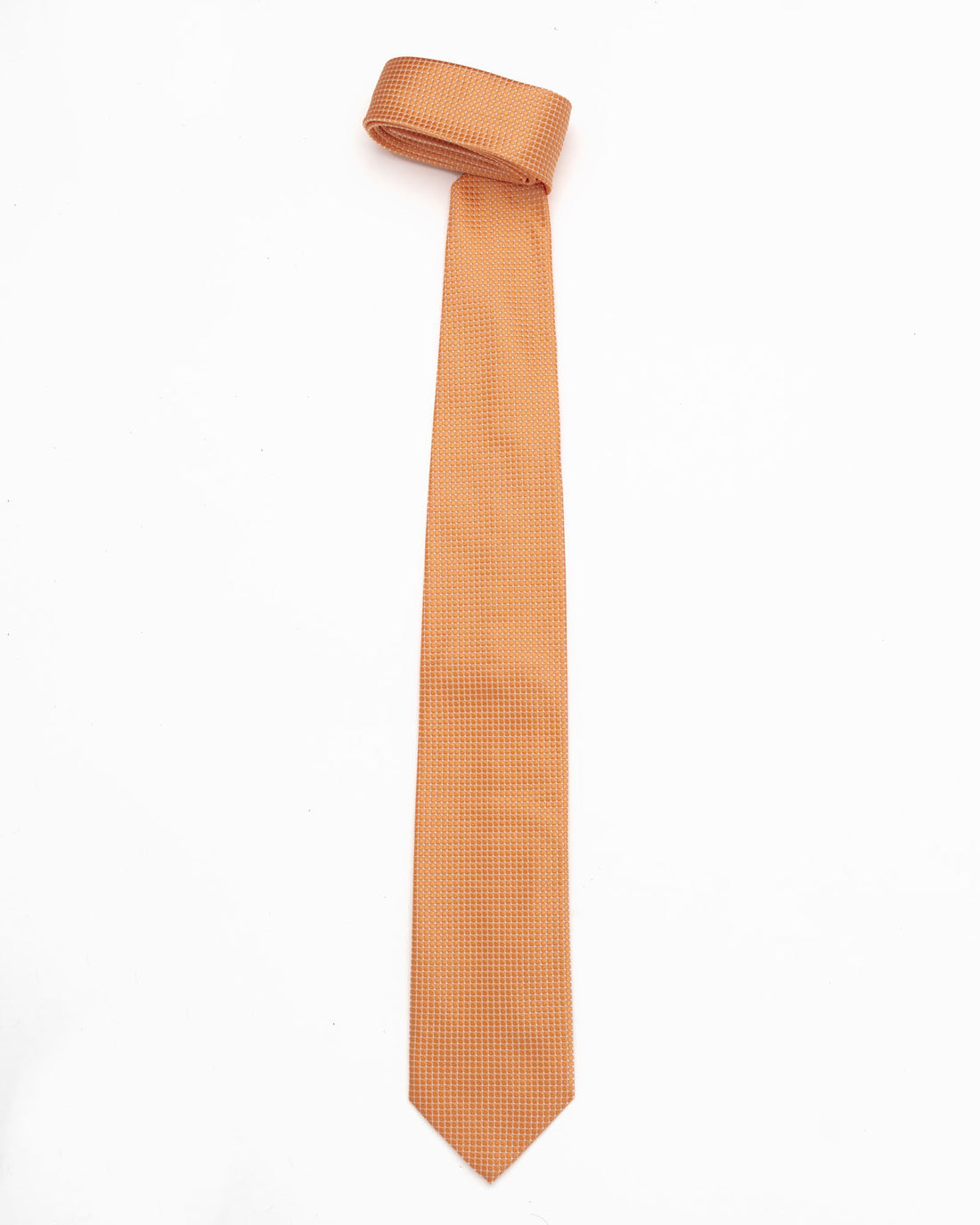 CORBATA NARANJA CON CUADROS BORDES BLANCOS