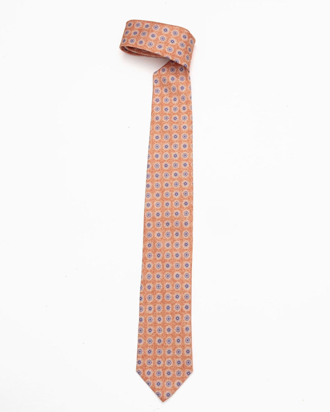CORBATA NARANJA CON FLORES AZULES