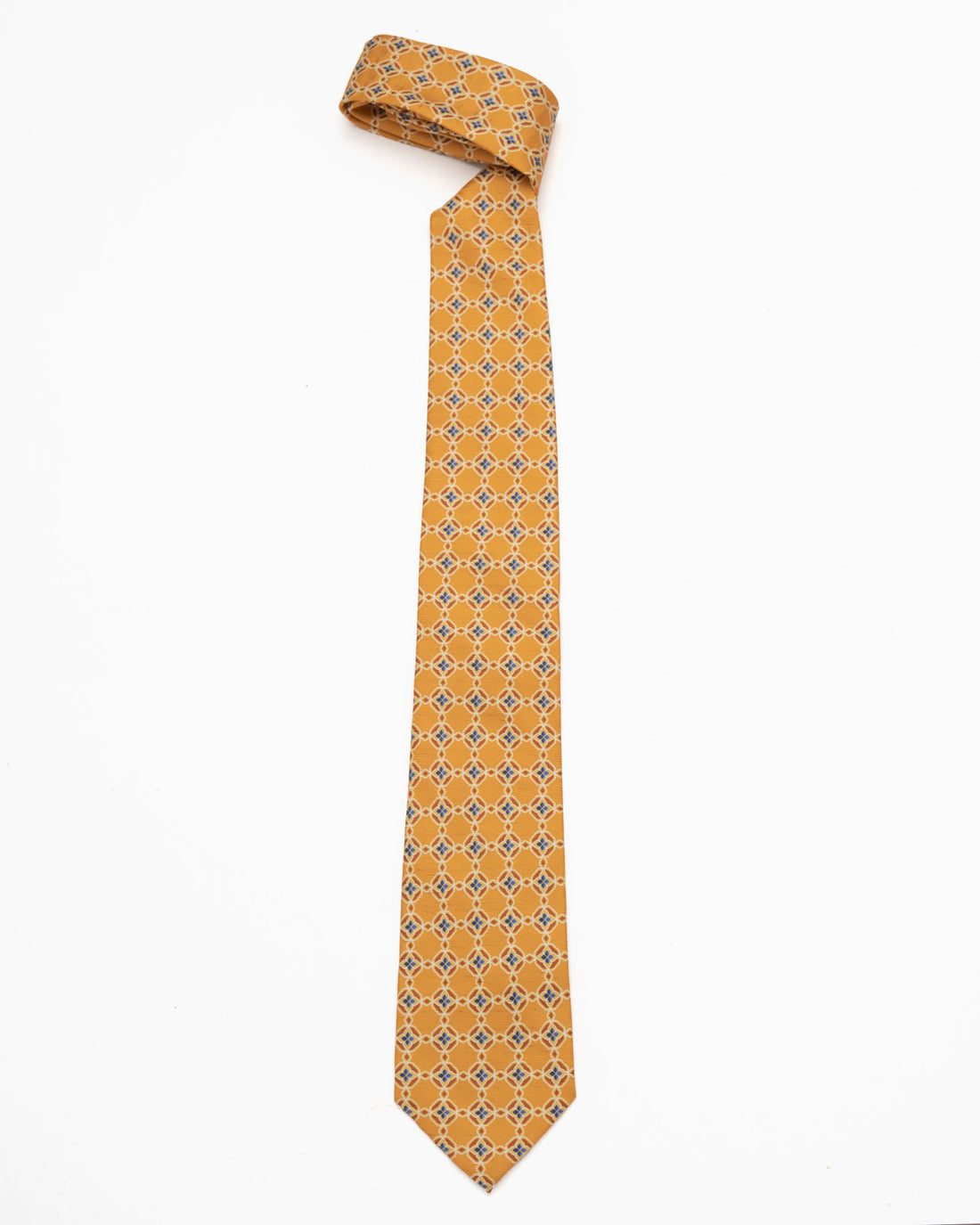 CORBATA AMARILLO CON FLORES AZULES