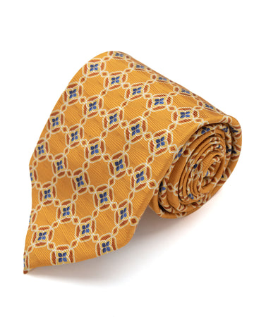 CORBATA AMARILLO CON FLORES AZULES