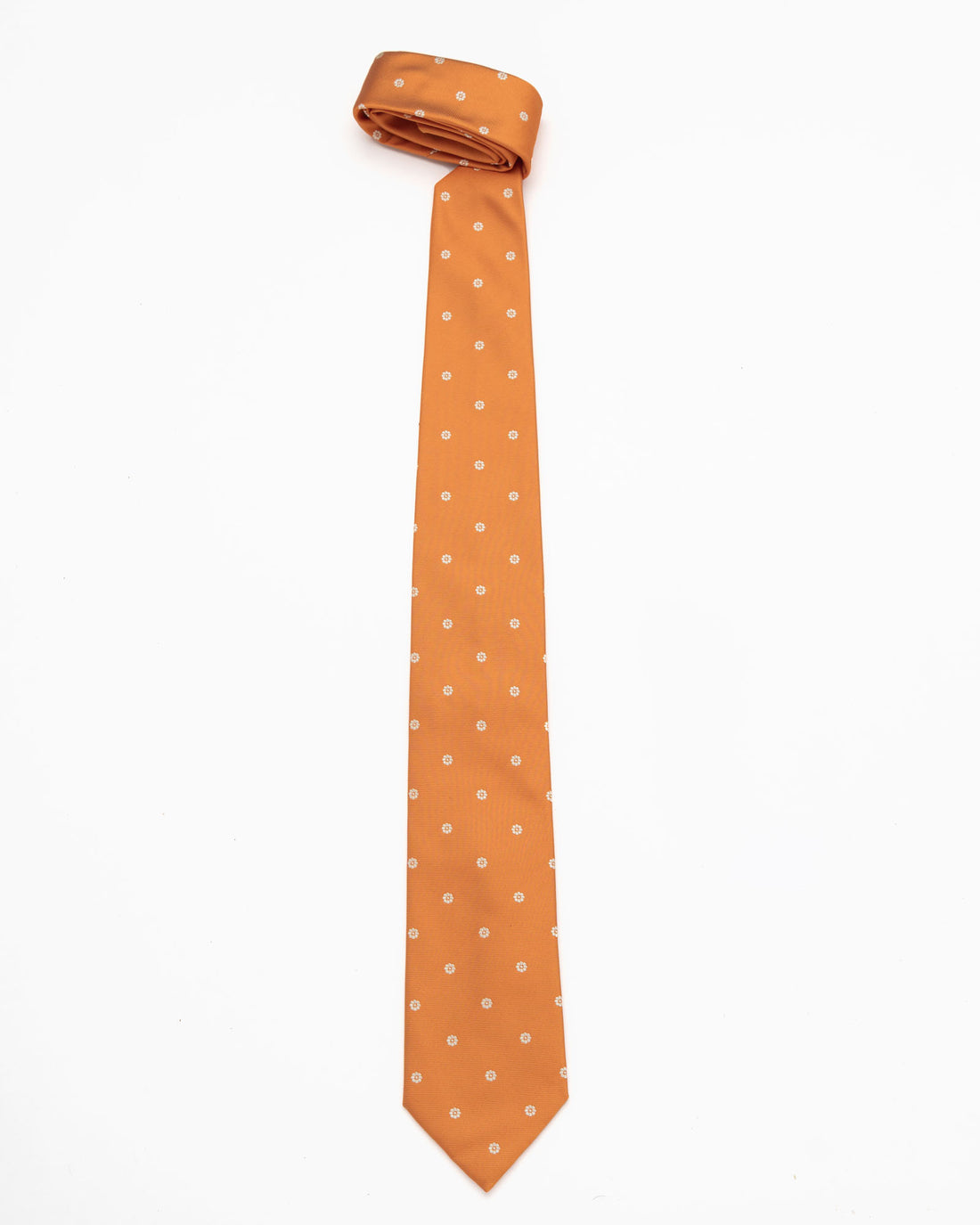 CORBATA NARANJA CON FLORES BLANCAS