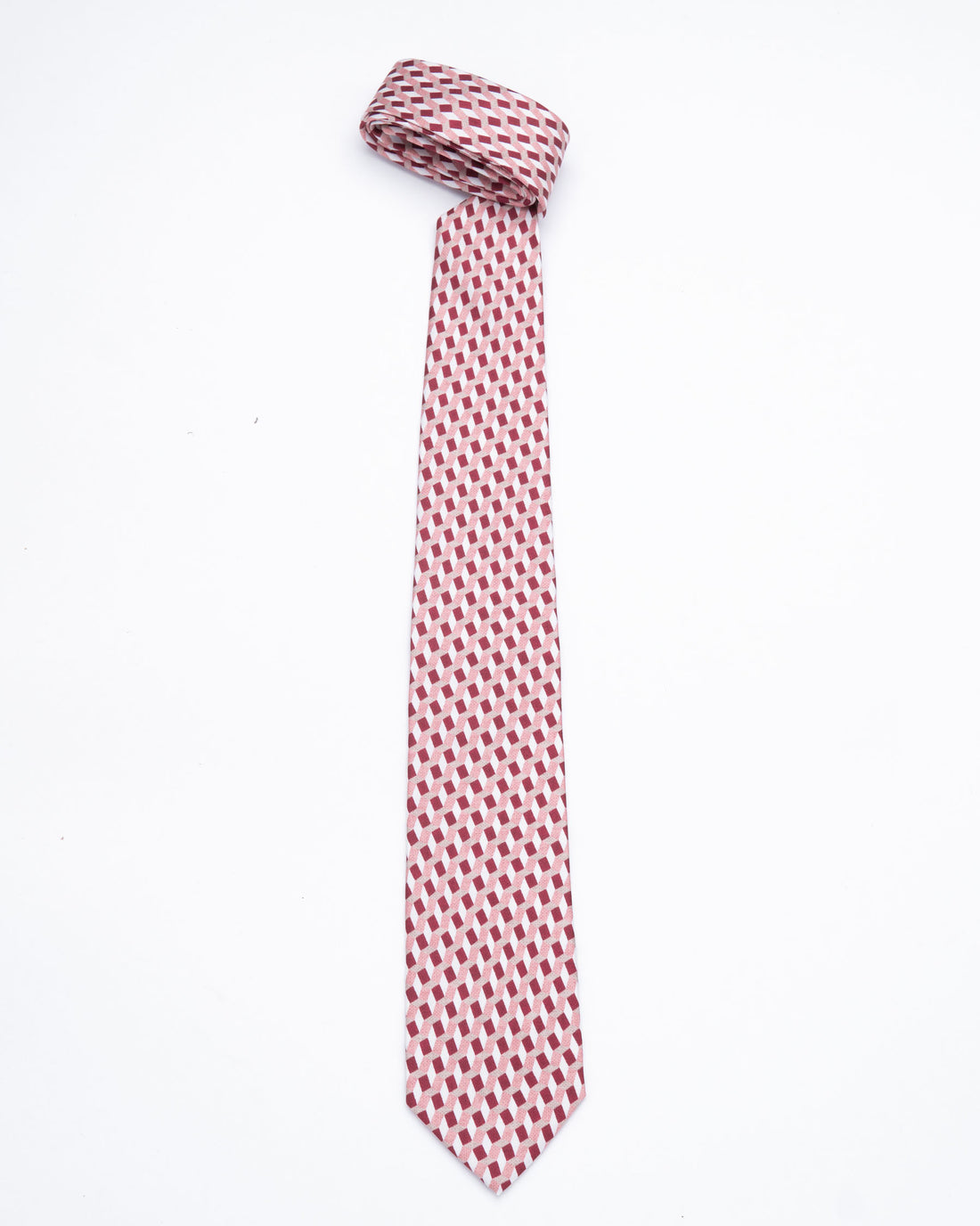 CORBATA GUINDA CON DISEÑOS ROSADOS Y BLANCOS