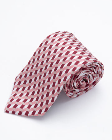 CORBATA GUINDA CON DISEÑOS ROSADOS Y BLANCOS